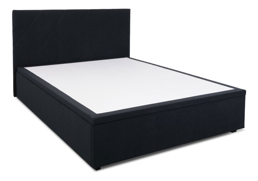 Franciaágy 160 cm Botones (fekete) (ágyráccsal) (tárolóhellyel)