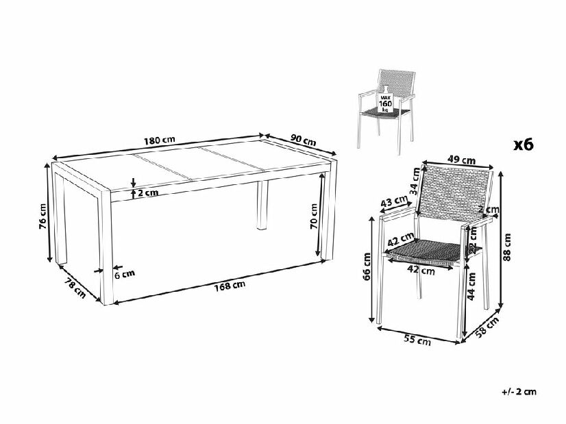 Set mobilier de grădină Cleopatra (negru ratan)