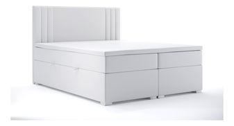 Franciaágy Boxspring 140 cm Morcano (fehér öko-bőr) (tárolóhellyel)