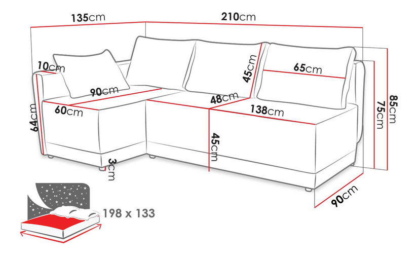 Kutna garnitura Pinata (sivo-bijela)
