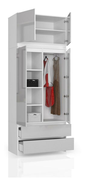 Šatníková skriňa Sagan (metalický lesk)