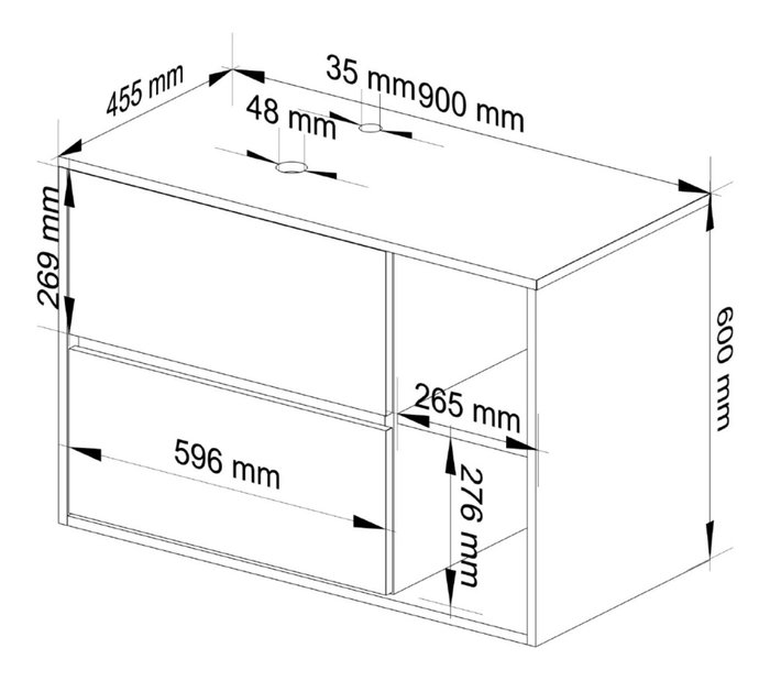 Kúpelňová skrinka Vambos W90UM 2SZ 2P (dub craft + čierna)