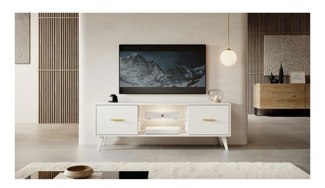 TV skrinka/stolík Savoi I (s osvetlením) (biela)