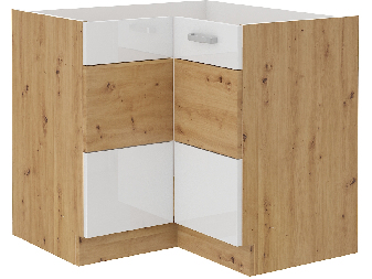 Sarok alsó konyhaszekrény Arryn 90 x 90 DN 2F BB (artisan tölgy + fehér fényes)