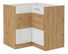 Kutni donji kuhinjski ormarić Arryn 90 x 90 DN 2F BB (Hrast artisan + bijeli sjaj)