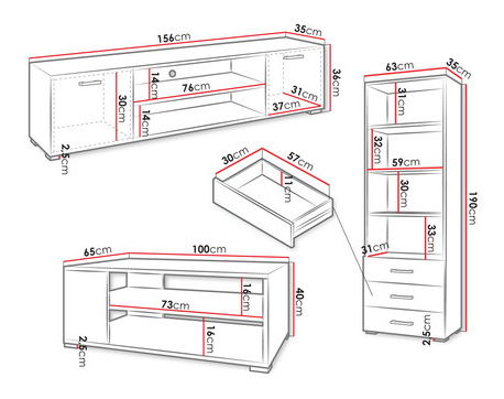 Nábytok do obývacej izby Teratino II (biela)