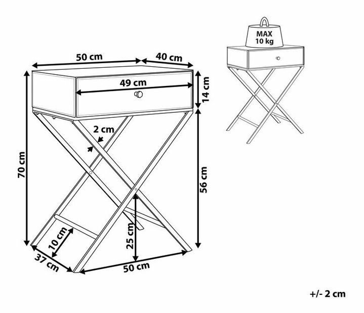 Stolík Virar (strieborná)