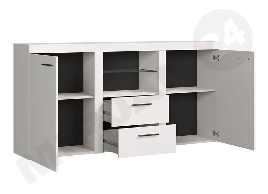 Comodă combinată Rokara (Alb + beton deschis) (fără iluminat)