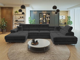 Kutna garnitura U Terazuro Bis (tamnosiva) (s prostorom za odlaganje) (D)