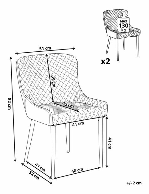 Set 2 buc. scaune pentru sufragerie Soho (albastru)