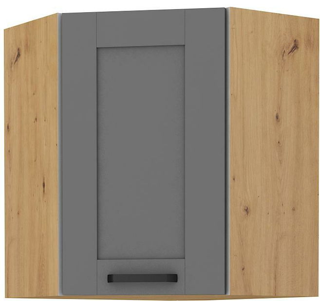 Dulap superior de bucătărie, de colț Lucid 60x60 GN-72 1F (45°) (Cadru: stejar artisan + front: mdf dustgrey)