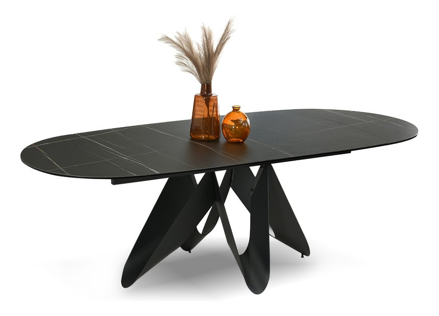 Jedálenský stôl Persi (čierny mramor + čierna)