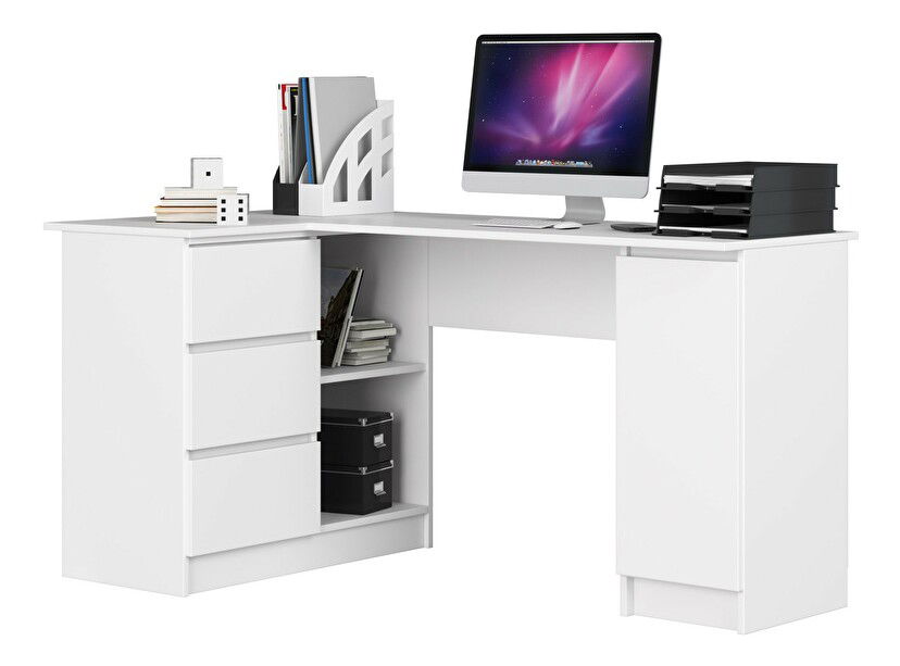 Sarok PC asztal Bienvenida (fehér) (L)