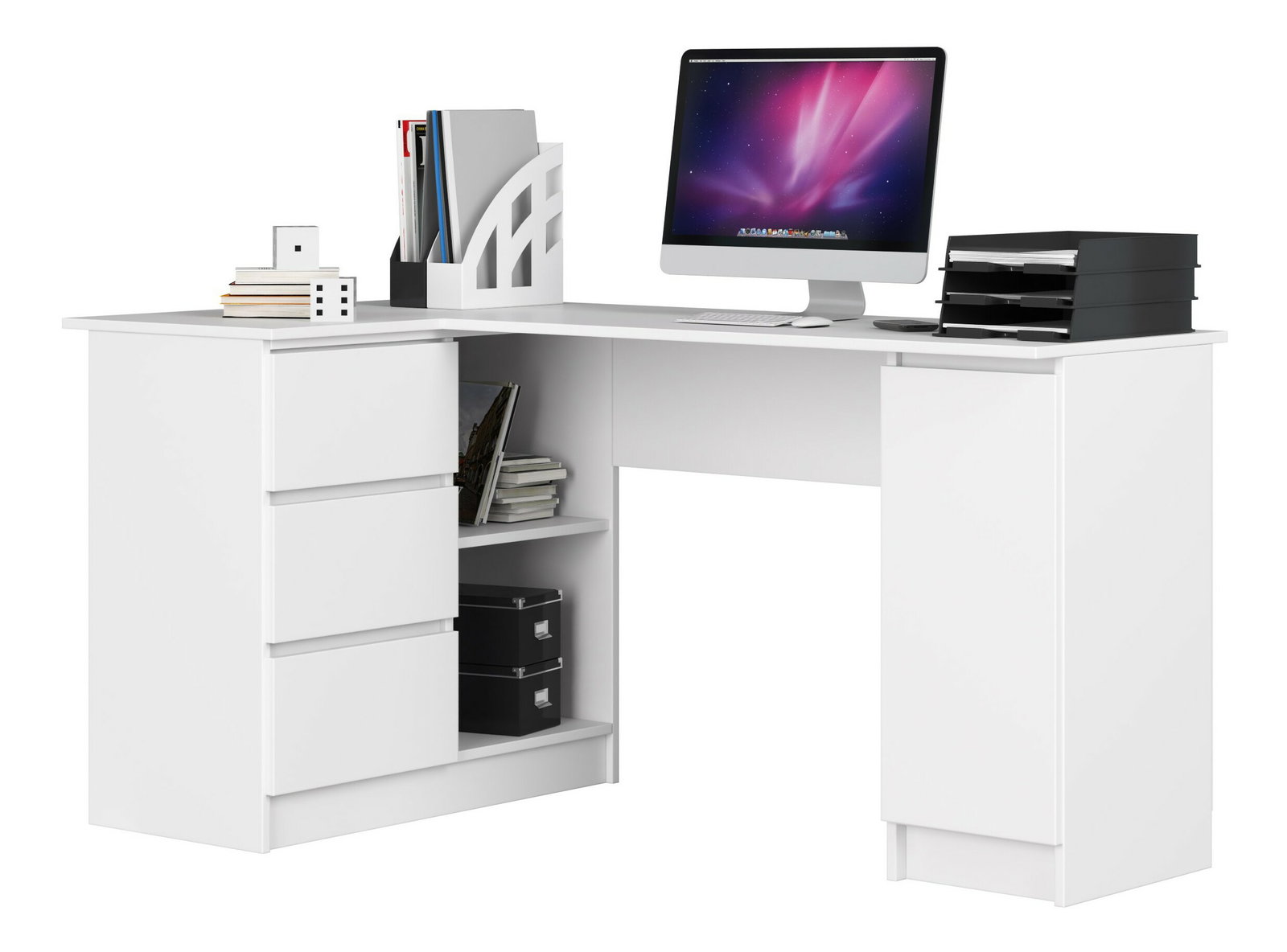 Sarok PC asztal Bienvenida (fehér) (B)