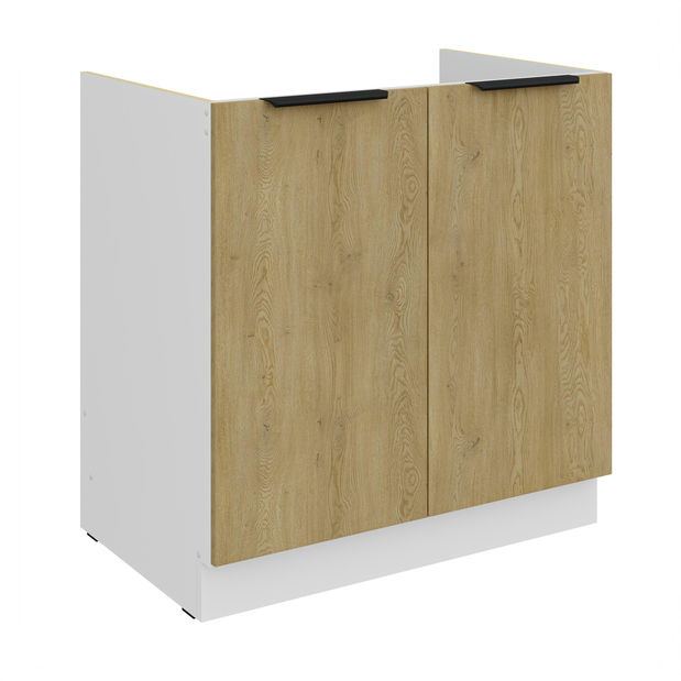 Dulap inferior de bucătărie pod drez Carminia 80 ZL 2F BB (stejar cremona + alb)