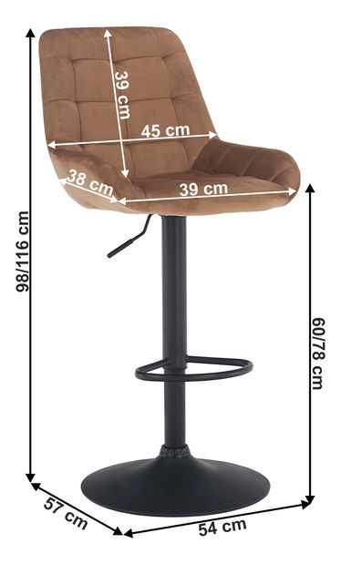Scaun tip bar Chelsey (maro + negru)