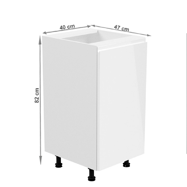 Dolná kuchynská skrinka D40 Aurellia (biela + biely lesk) (P)