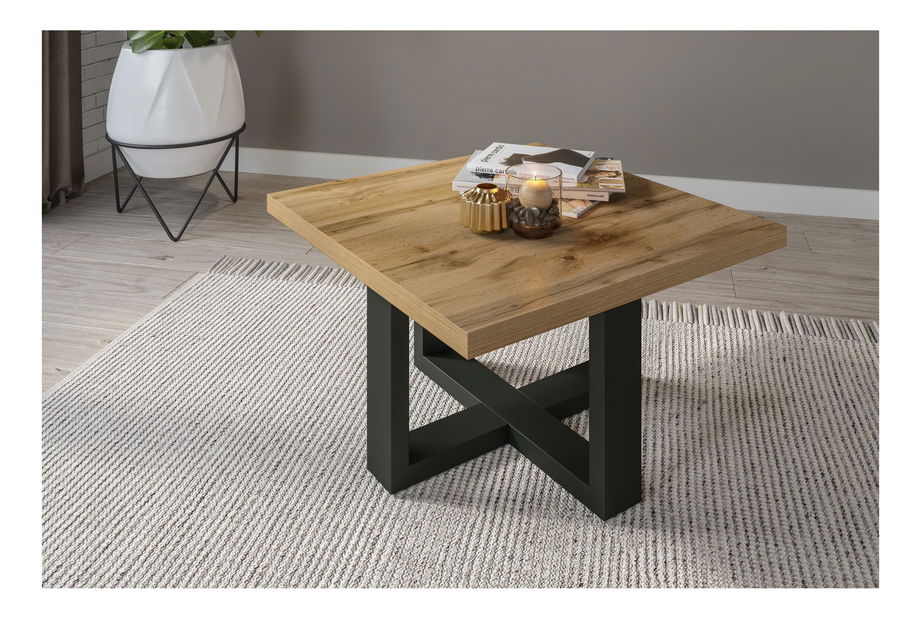 Dohányzóasztal Eczo Typ 98 (wotan tölgy + fekete)