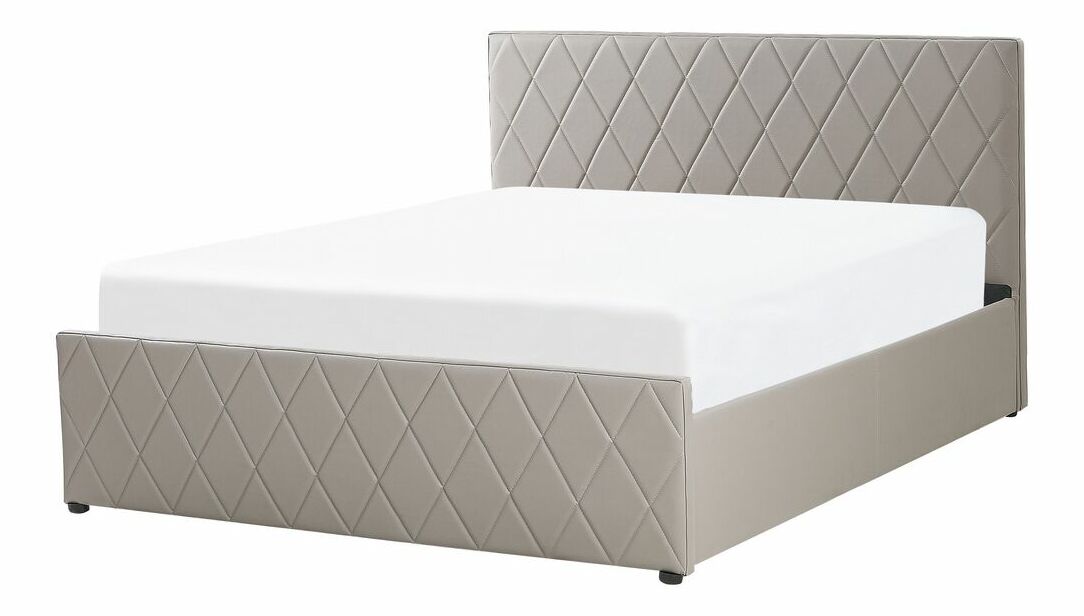 Bračni krevet 180 cm ROFARIO (siva) (umjetna koža) (s podnicom i prostorom za odlaganje)