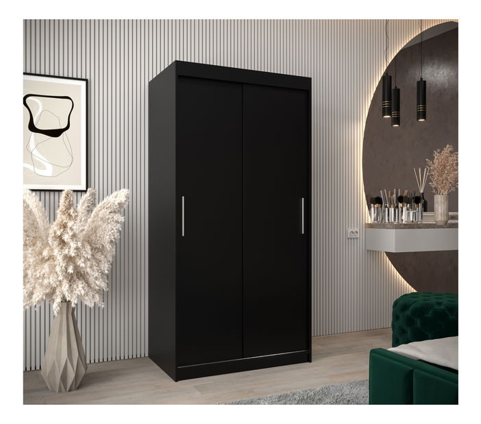 Ormar za garderobu 100 cm Toki (crna mat + crna mat)