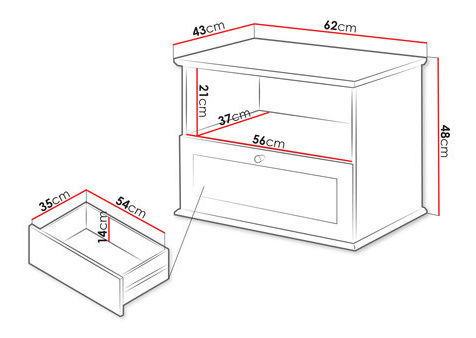 Noćni stolić Fritz 1SZ (bijela + hrast lefkas)