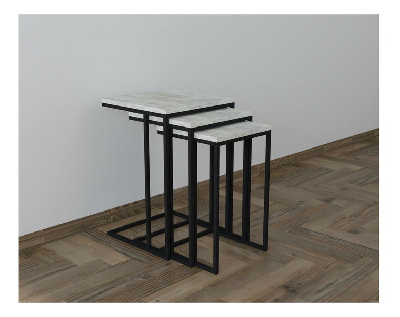 Set stolića za kavu (3 kom.)- Vudema (crna + kristal)