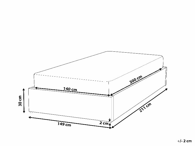 Bračni krevet 140 cm DIJON (s podnicom i prostorom za odlaganje) (bež)