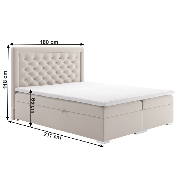 Franciaágy Boxspring 180 cm Durius (matracokkal)