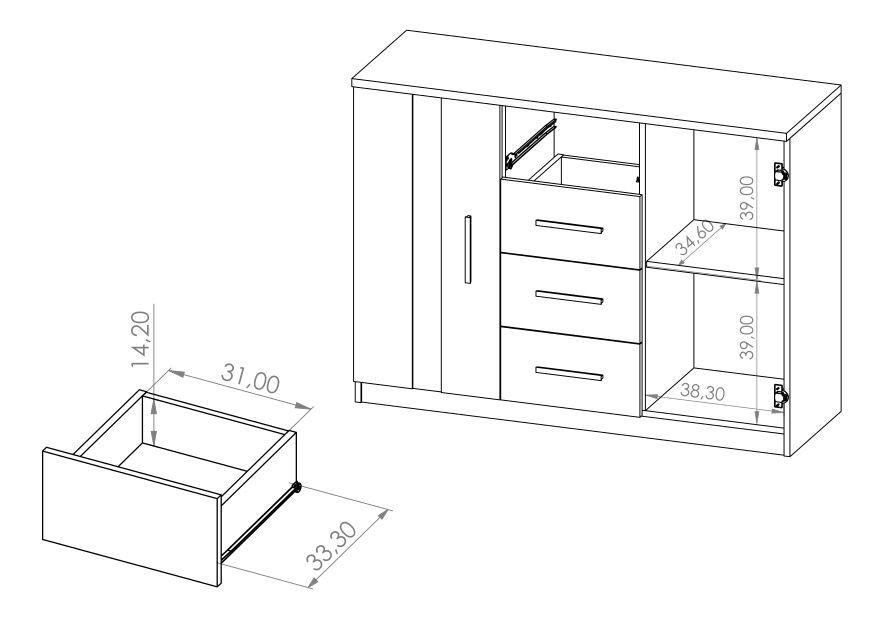 Komód Bonaparte K2D4SZ (artisan tölgy)
