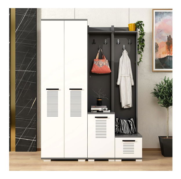 Predsieňová zostava Vipapo 2 (antracit + biela) 