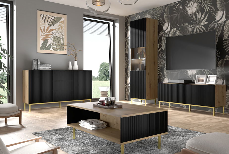 Masă TV 3D 150 Rowanna (Stejar artisan + Negru)