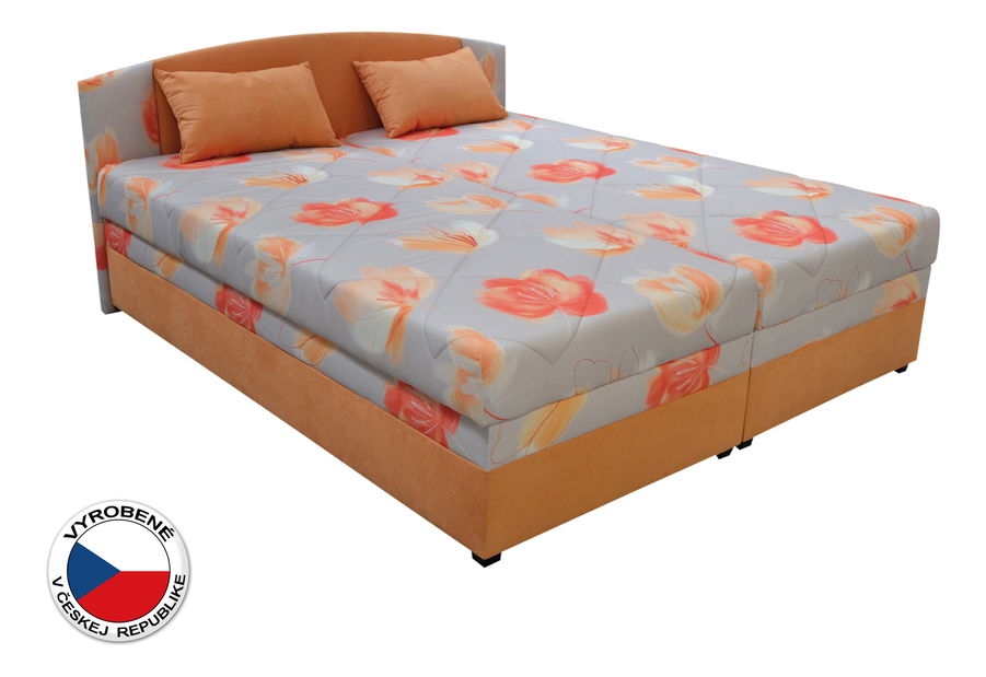 Manželská posteľ 180 cm Blanár Kappa (vzor Sára 1 + oranžová) (s roštom a matracom)