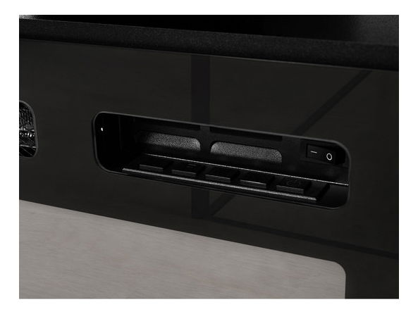 TV skrinka s krbom Anaceta (biela + lesk biely) (s LED osvetlením)