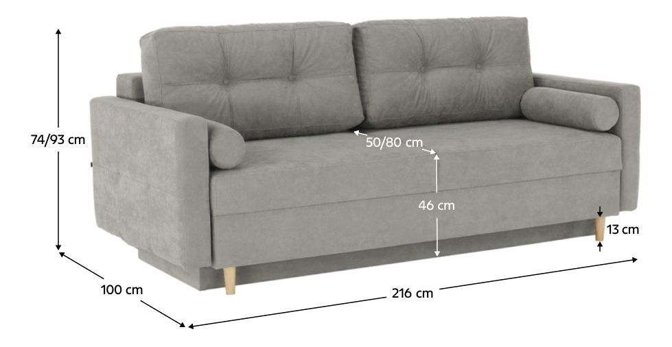 Sofa dvojsed Aria (siva)