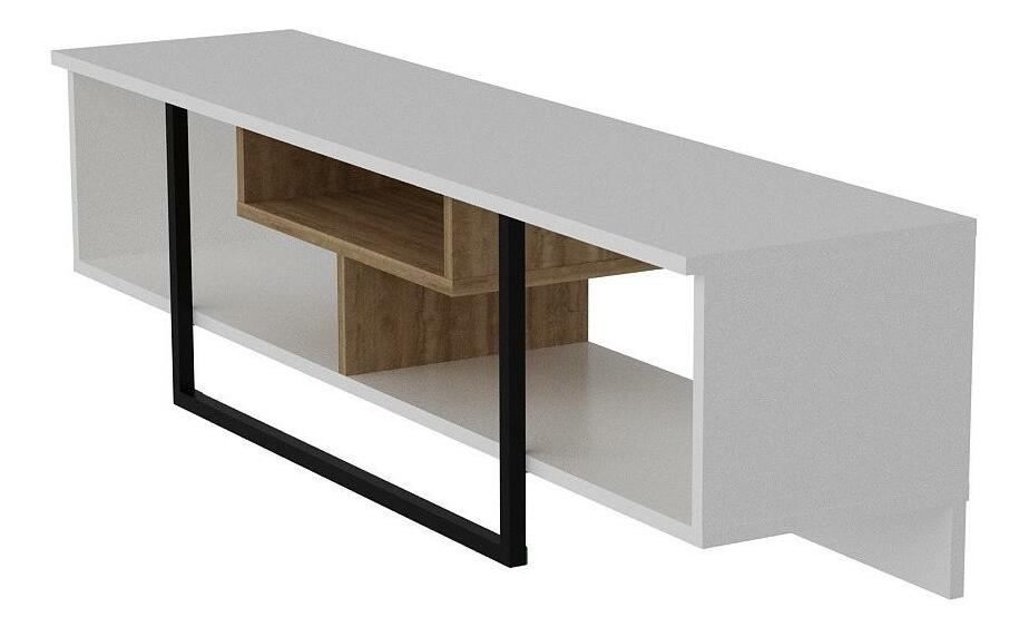 Masă TV/Dulap Aslana 150 (alb + negru + stejar)