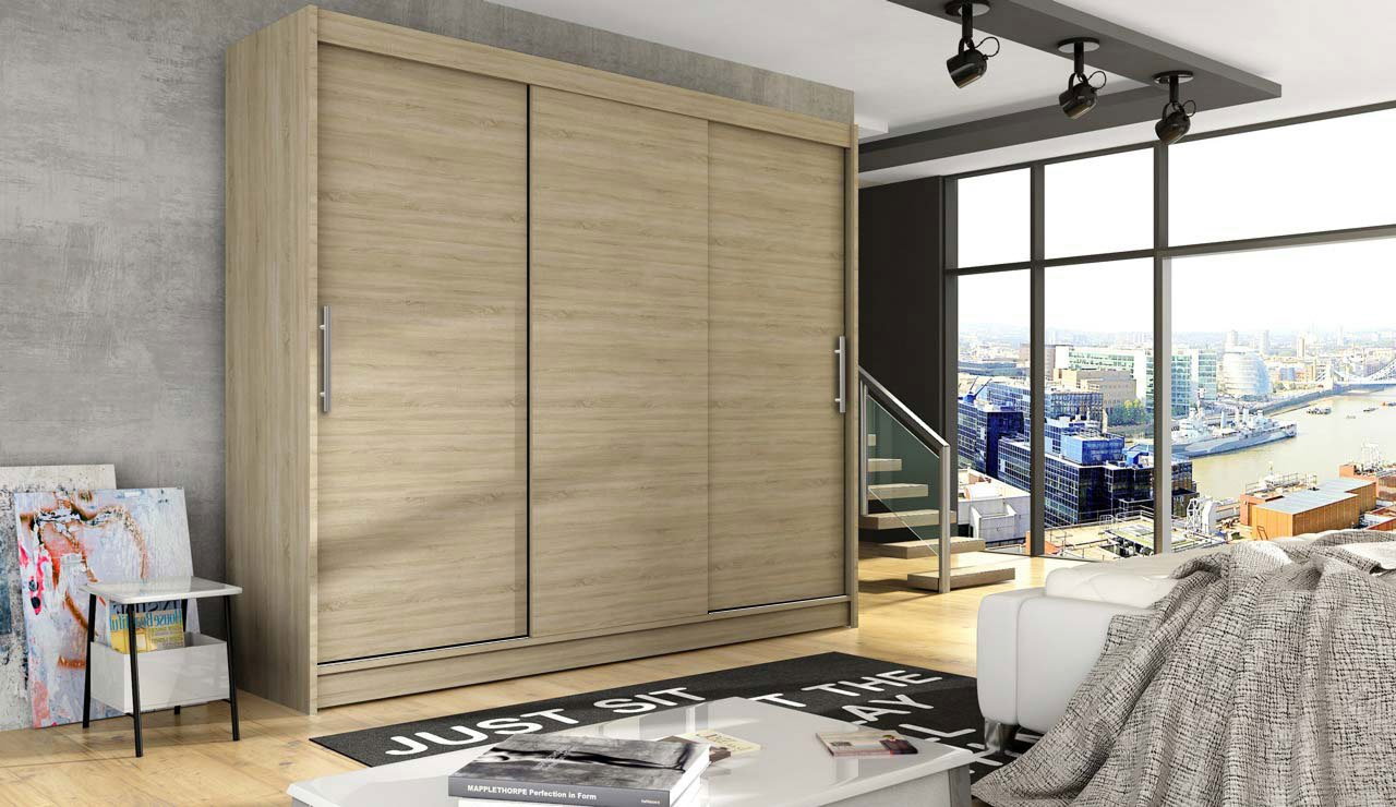 Szekrény tolóajtós Dorian II (sonoma tölgy) (világítás nélkül)