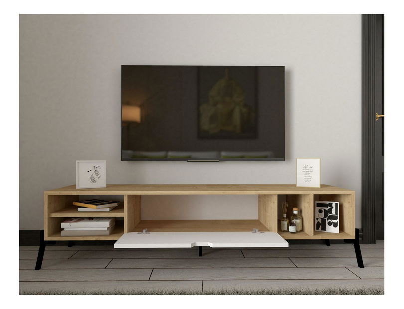 Set mobilier living Ponusetta (Stejar zafir + alb)