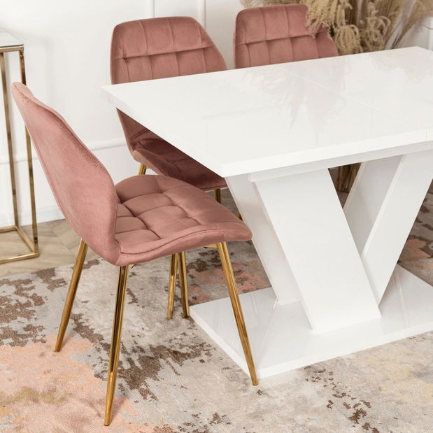 Blagovaonski stol na razvlačenje Comentado (bijeli sjaj) (za 4 do 6 osoba)