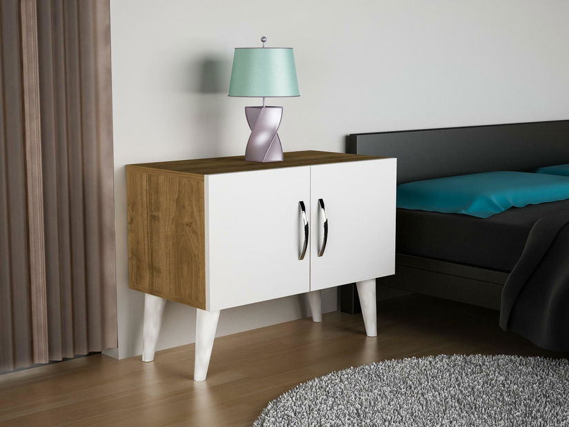 Nočný stolík Somimi 2 (orech + biela)
