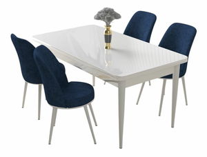 Jedálenský set Nilla (biela + modrá) (pre 4 osoby)