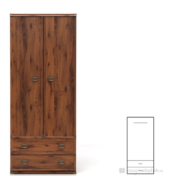 Šatníková skriňa BRW INDIANA JSZF 2D2S (Dub sutter)