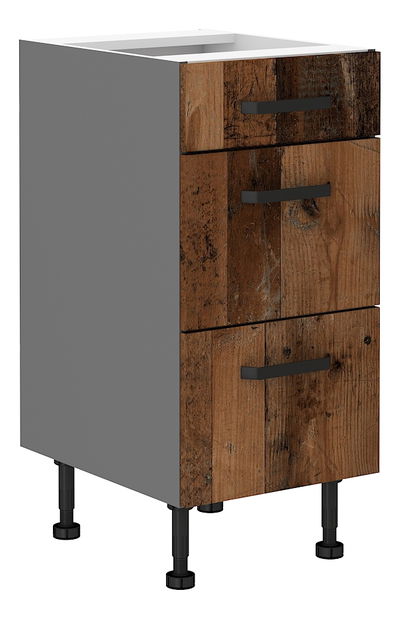 Alsó konyhaszekrény Oldie 40 D 3S BB PREMIUM BOX (Antracit + Old style)