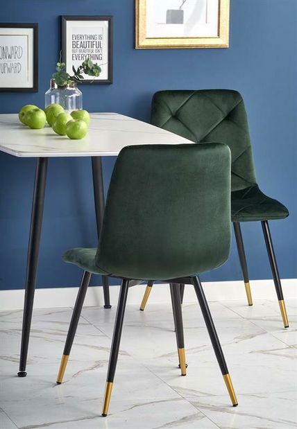 Blagovaonski stol Marcie (bijeli mramor + crna)