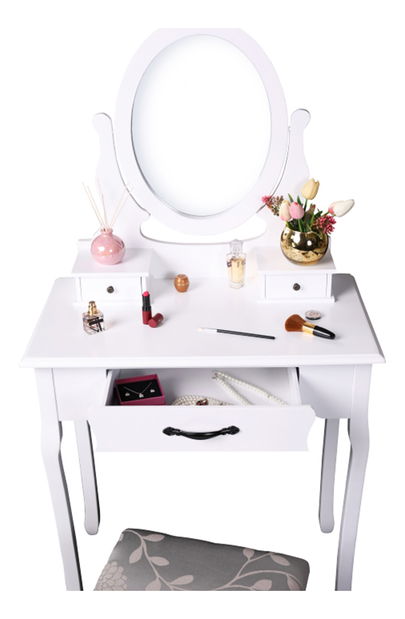 Toaletni stolić s tabureom Linetik (bijela)