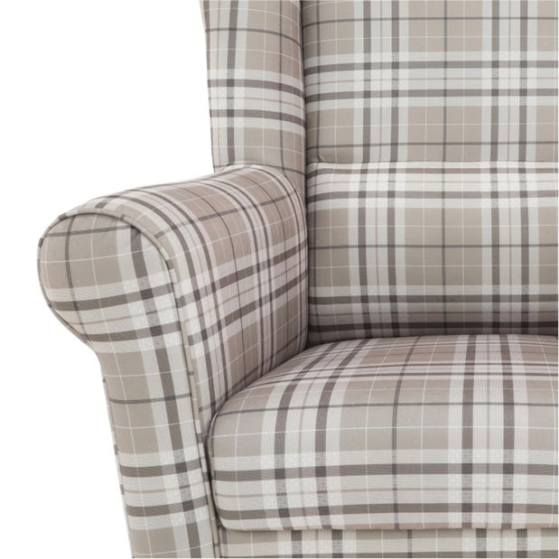 Fotelja s tabureom Aevo (smeđi karo)