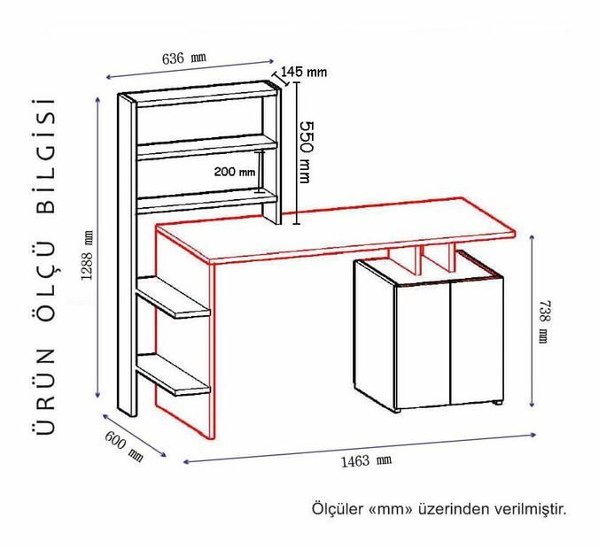 Masă PC Melina (alb + Antracit)