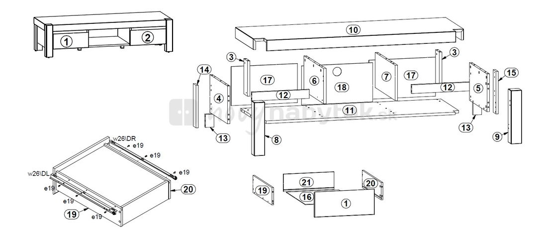 TV stolík/skrinka BRW August RTV2S