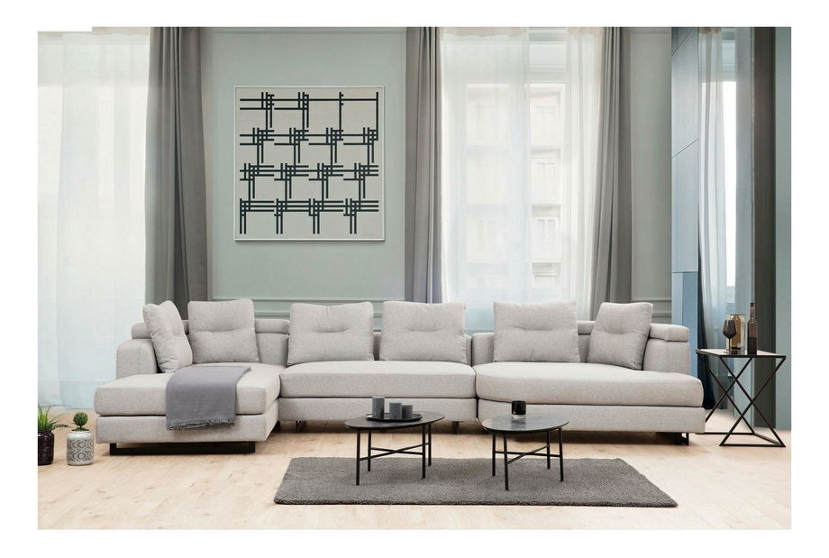 Sarokkanapé Padalusso (B) (világosszürke + fekete)