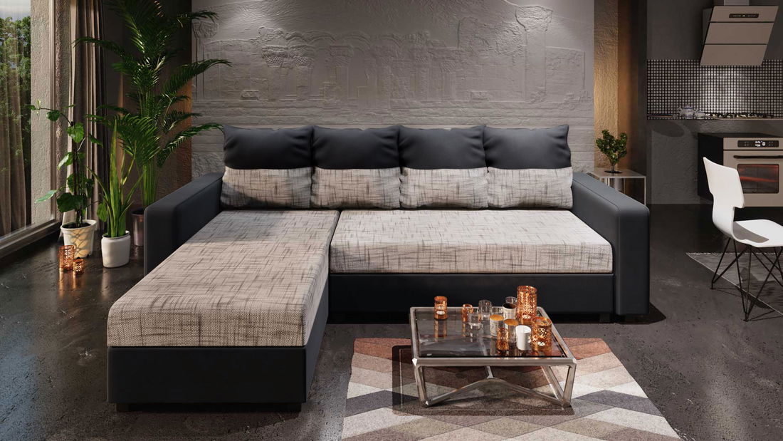 Rohová sedačka Ardait (melírovaná svetlosivá + tmavosivá) (L)