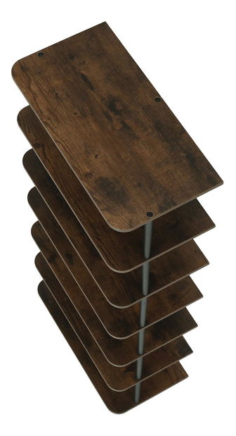 Regál Explotarla (tmavé drevo + čierna) 